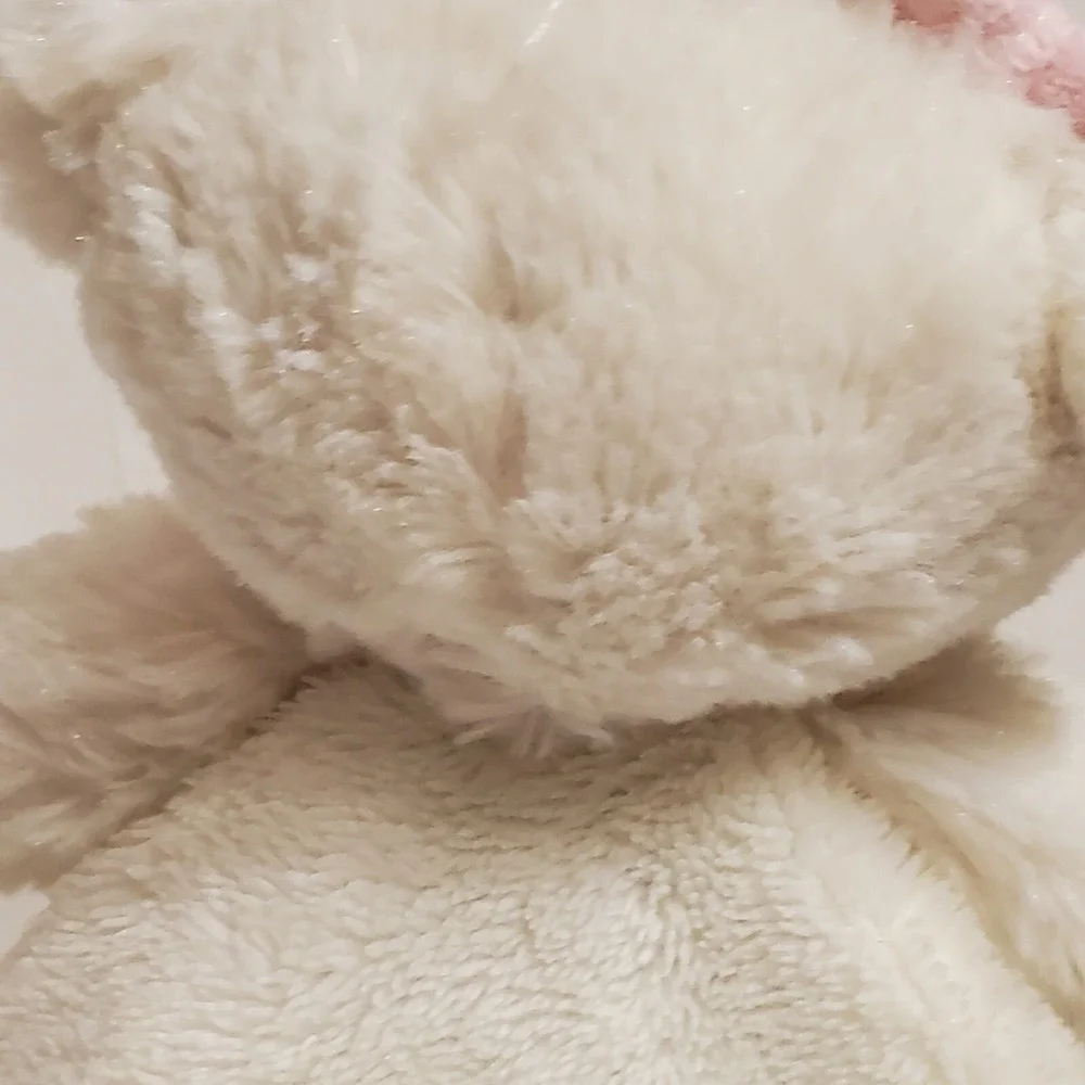 Baby Gear Lovey White Bear Pink Bow‎ Girls Fleece Baby Security Blanket  Plush